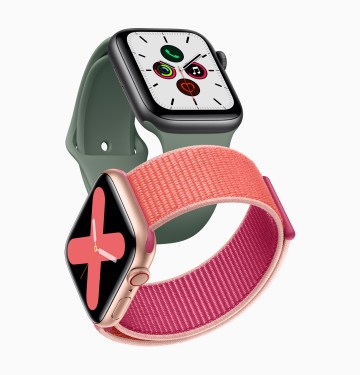 Apple Launches Apple Watch Studio, Allowing Users to Personalize Band Color Options Apple watch series 5 gold aluminum case pomegranate band and space gray aluminum case pine green band 091019